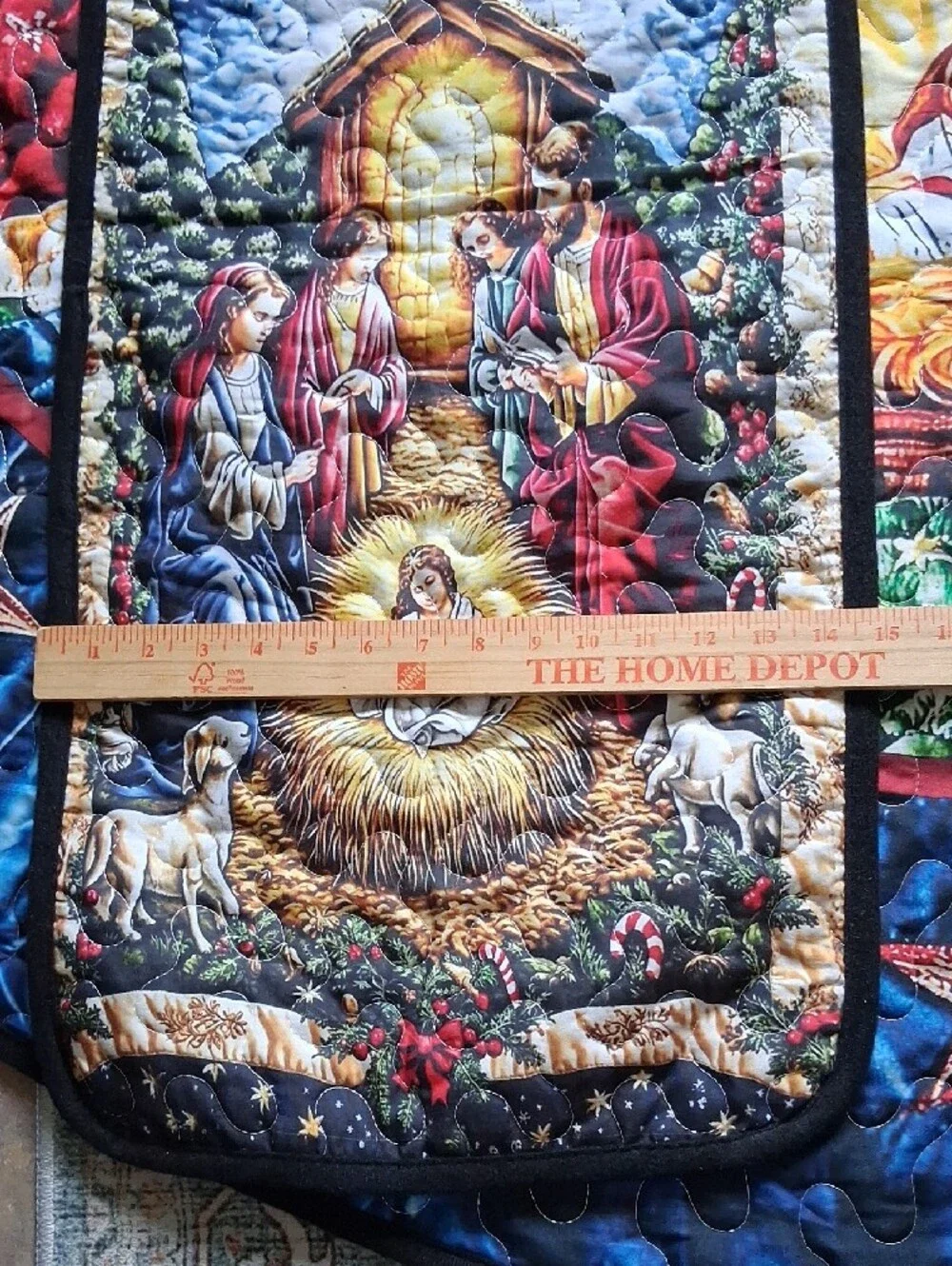 XL 6 Feet Nativity Quilted Christmas Tree Skirt-Table Runners 15